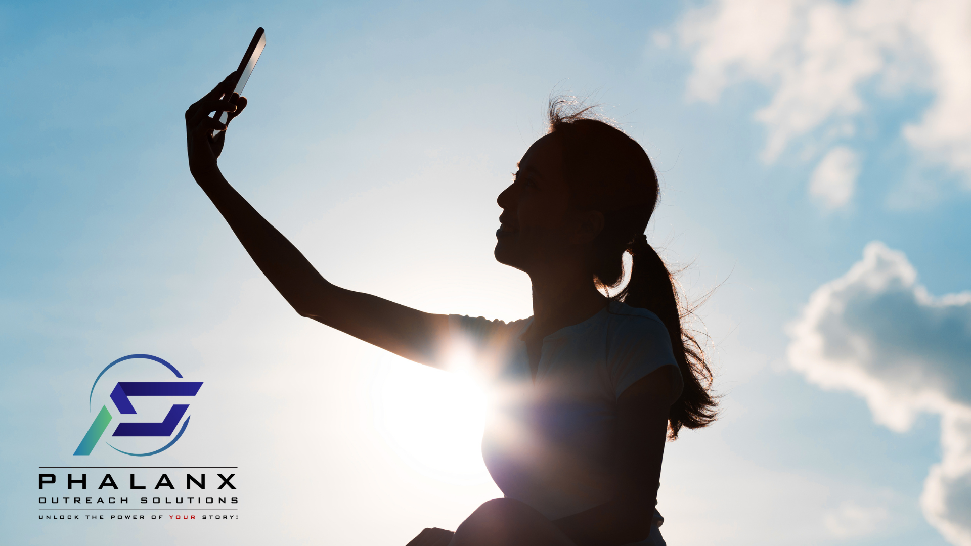 Silhouette of a woman taking a selfie photo - User Generated Content