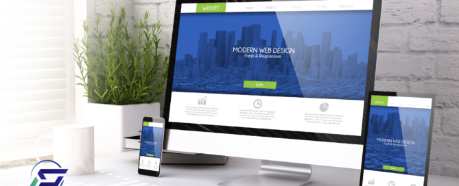 A desktop, laptop, and mobile device promoting responsive website design